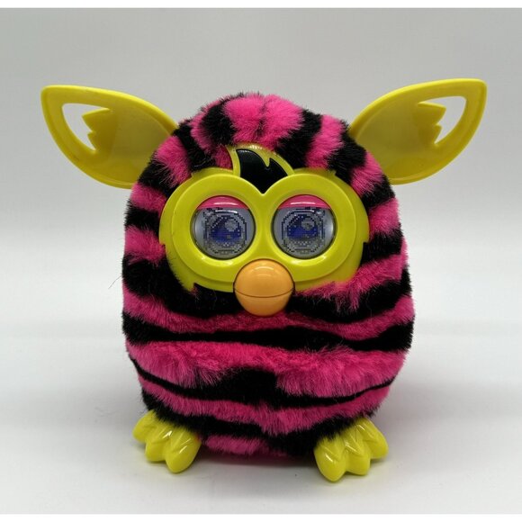 HASBRO Pink Black Striped FURBY Yellow Ears Boom Tested & Working - Picture 1 of 5